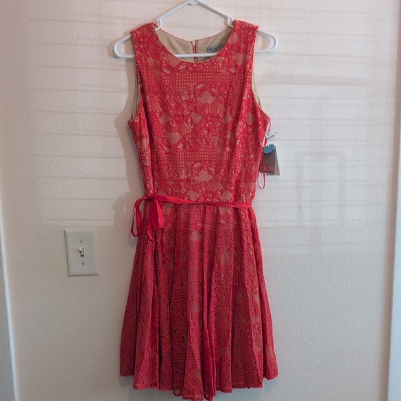 Danny & Nicole Dresses & Skirts - Danny and Nicole Coral & Nude Lace Dress